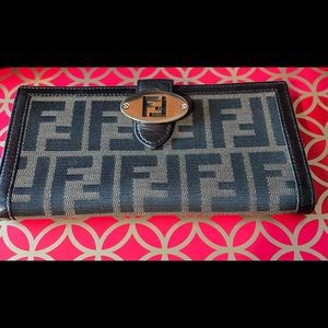 Fendi Zucca Fabric and Leather Wallet